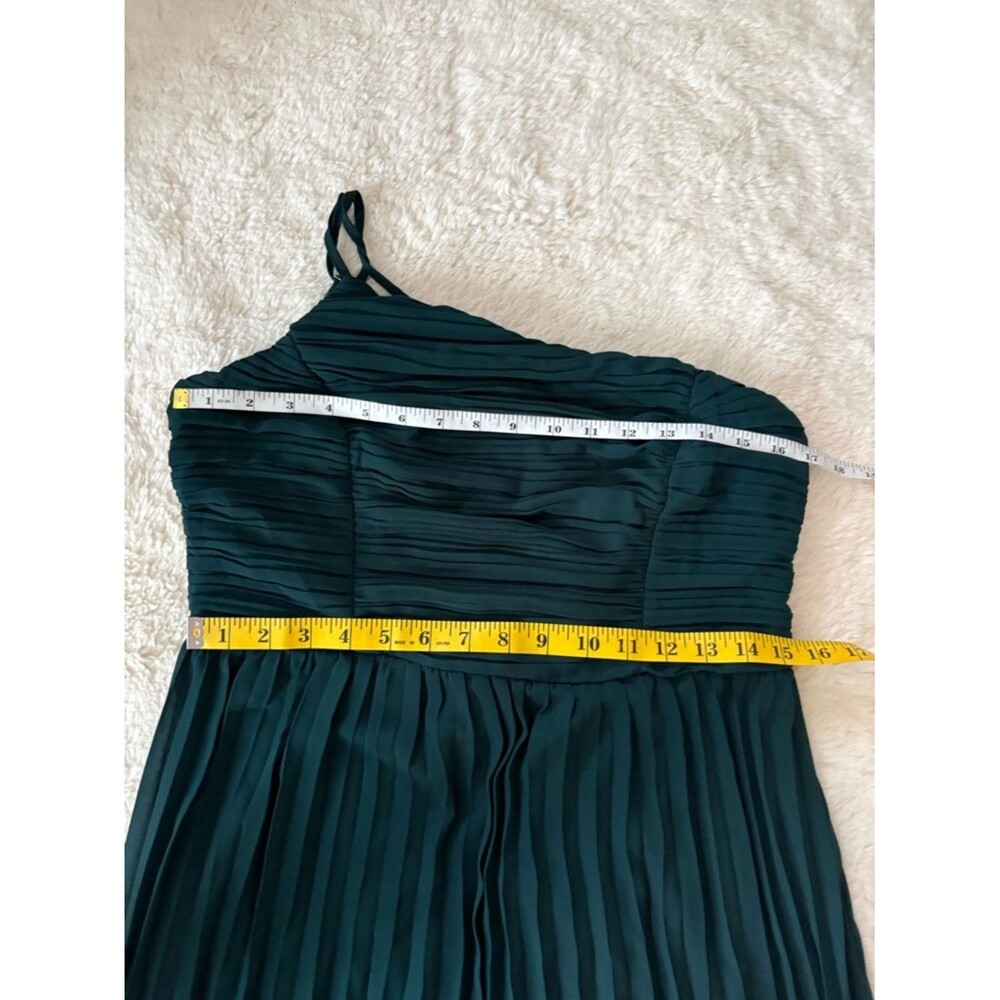Lulus Wondrous Muse Emerald Pleated One-Shoulder Midi Dress Size XL NWT Wedding - Picture 5 of 8